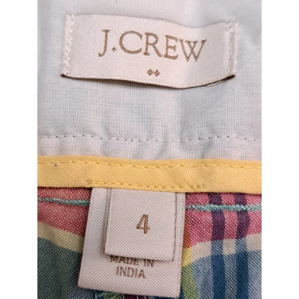 J. Crew Womens Multi-Color Plaid Cotton Shorts 2014 Summer Madras Size 4